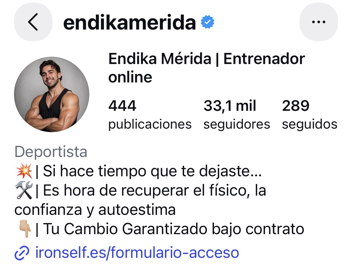 Perfil de Instagram de Endika Mérida